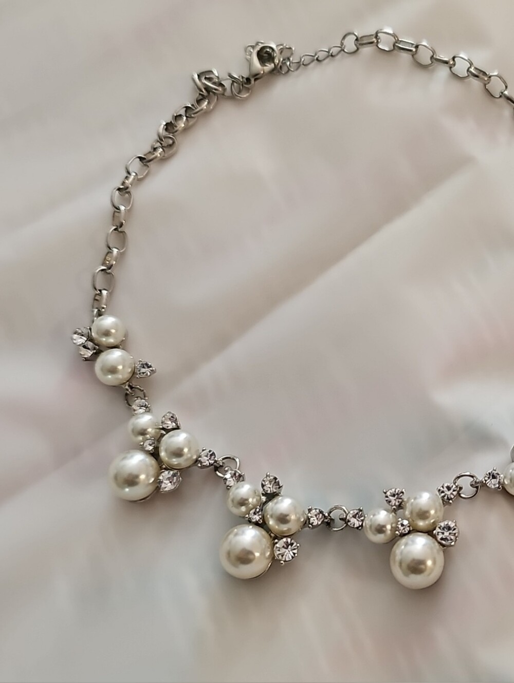 Pearl and Crystal Silver-Tone Necklace - White